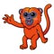 Cute red howler monkey cartoon waving hand