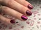 Cute red manicure with glitter