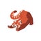 Cute red panda cartoon flat vector illustration, chinese animal pulls up, character from wild forest, fluffy red panda