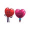 Cute red and pink hearts characters quarreling, funny couple in lov, family conflict cartoon vector Illustration