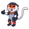 Cute red shanked douc monkey cartoon giving thumb up