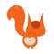 Cute Red Squirrel with Bushy Tail Standing Backward Vector Illustration