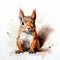 Cute red squirrel, isolated on white background. Digital watercolour illustration