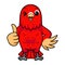 Cute red suffusion lovebird cartoon giving thumb up