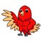 Cute red suffusion lovebird cartoon waving hand