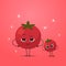 Cute red tomato characters couple funny cartoon mascot vegetable personages healthy food concept