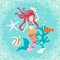 Cute reef card with mermaid