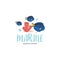 Cute reef school of blue tang fish logo illustration vector
