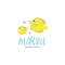 Cute reef school of yellow tang fish logo illustration vector