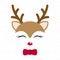 Cute reindeer. Baby deer. Merry Christmas cartoon character. Boy with bow tie.