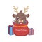 Cute reindeer in Christmas goodie bag