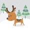 Cute reindeer design on snowing, cute Christmas character