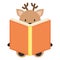 Cute reindeer reading book character