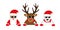 Cute reindeer santa claus and icebear cartoon with sunglasses for christmas