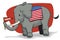 Cute Republican Elephant Holding a Pennant for American Elections, Vector Illustration