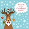 Cute retro banner with funny cartoon character of deer with speech bubble and quote Welcome to the Christmas market
