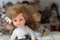 Cute retro doll with blue eyes
