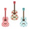 Cute retro fabric guitars with shabby roses as applique