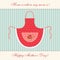 Cute retro Mother`s Day card with imitation of mom`s apron