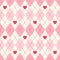 Cute retro seamless argyle background with hearts