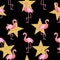 Cute Retro Seamless Flamingo Pattern Background Vector Illustration