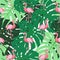 Cute Retro Seamless Flamingo Pattern Background Vector Illustration