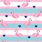 Cute Retro Seamless Flamingo Pattern Background Vector Illustration