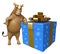 Cute Rhino cartoon character with giftbox