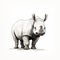 Cute Rhino Illustration: Minimalistic Ink Wash Art For Kids