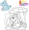 Cute rhino sitting under a tree coloring book