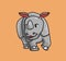 cute rhinoceros walking. cartoon animal nature concept Isolated illustration. Flat Style suitable for Sticker Icon Design Premium