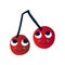 Cute Ripe Cherries, Funny Berries Cartoon Characters with Funny Faces Vector Illustration