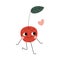 Cute Ripe Cherry, Cheerful Berry Character with Funny Face Vector Illustration