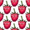 Cute ripe red raspberry seamless pattern
