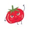 Cute Ripe Tomato with Smiling Face, Adorable Funny Vegetable Cartoon Character Vector Illustration