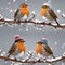 Cute robin perched on a branch in winter. Ai-Generated.