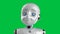 Cute robot with cartoon character on green screen