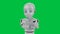 Cute robot with cartoon character on green screen