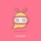 Cute robot chatbot icon in comic style. Bot operator vector cartoon illustration pictogram. Smart chatbot character business