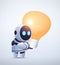 cute robot cyborg holding light lamp new project creative idea artificial intelligence technology