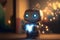 Cute robot with a glowing heart as a valentine`s day concept, Generative AI