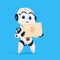 Cute Robot Hold Envelope Mail Notification Robotic Girl Isolated Icon On Blue Background Modern Technology Artificial