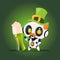 Cute Robot Hold Glass Of Beer Over Green Background St. Patricks Day Celebration Concept