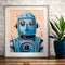 Cute robot illustration in watercolor - ai generated image