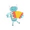 Cute Robot Musician Playing Accordion Musical Instrument Vector Illustration
