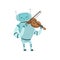 Cute Robot Musician Playing Violin Musical Instrument Vector Illustration