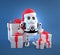 Cute Robot Santa with gift boxes