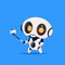Cute Robot Take Selfie Photo Isolated Icon On Blue Background Modern Technology Artificial Intelligence Concept