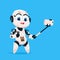 Cute Robot Take Selfie Photo Robotic Girl Icon On Blue Background Modern Technology Artificial Intelligence