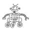 Cute robot on wheels vector illustration